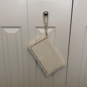Forever 21 white & gold studded big wristlet